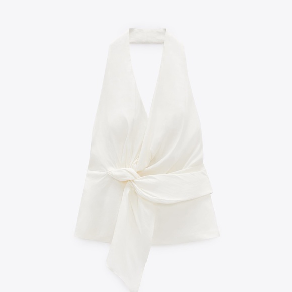 ZARA LINEN BLEND HALTER TOP. Size XL. New with Tags! - Picture 4 of 6